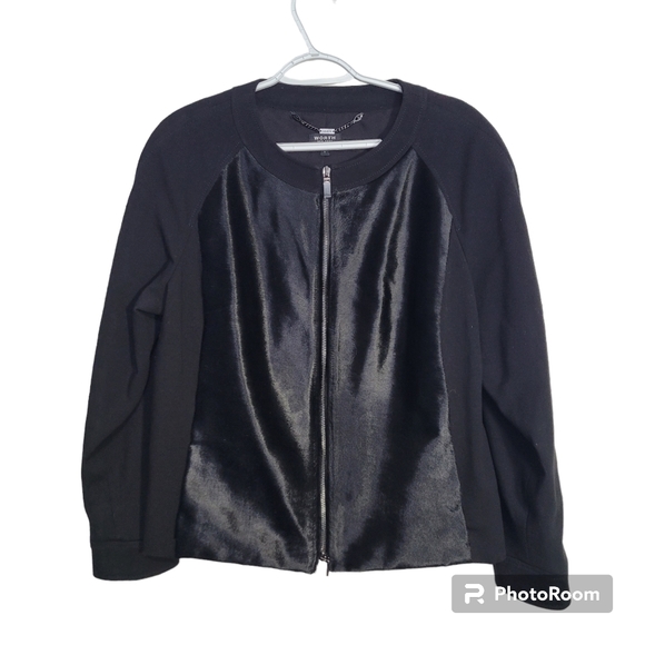 Worth New York Black Zip Jacket with Real Fur size L
